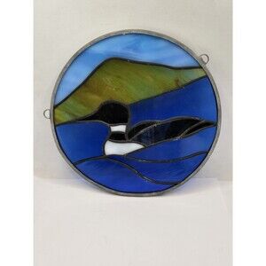 VINTAGE HAND CRAFTED Duck  WALL / Window Hanging LEADLIGHT Signed
